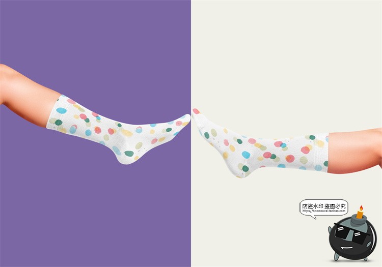 图片[4]-长筒袜子长袜脚模棉袜印花图案VI效果展示贴图样机PSD模板PS素材-设计猿