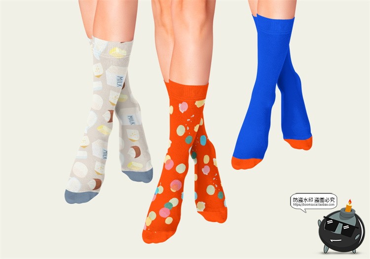 图片[7]-长筒袜子长袜脚模棉袜印花图案VI效果展示贴图样机PSD模板PS素材-设计猿