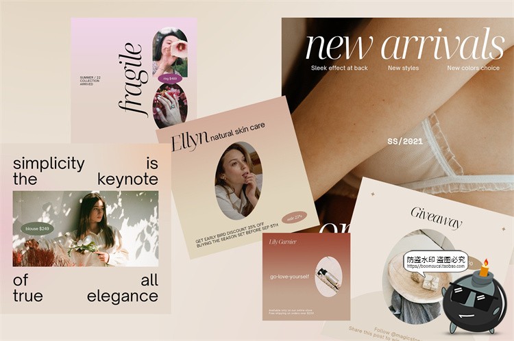 图片[8]-知性优雅成熟服装品牌图文排版正方形长方形宣传海报PSD模板素材-设计猿