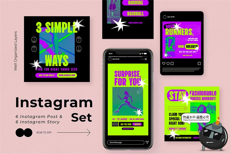 图片[1]-酸性撞色潮牌运动服饰品牌推广图文海报广告排版版AI矢量PSD模板-设计猿