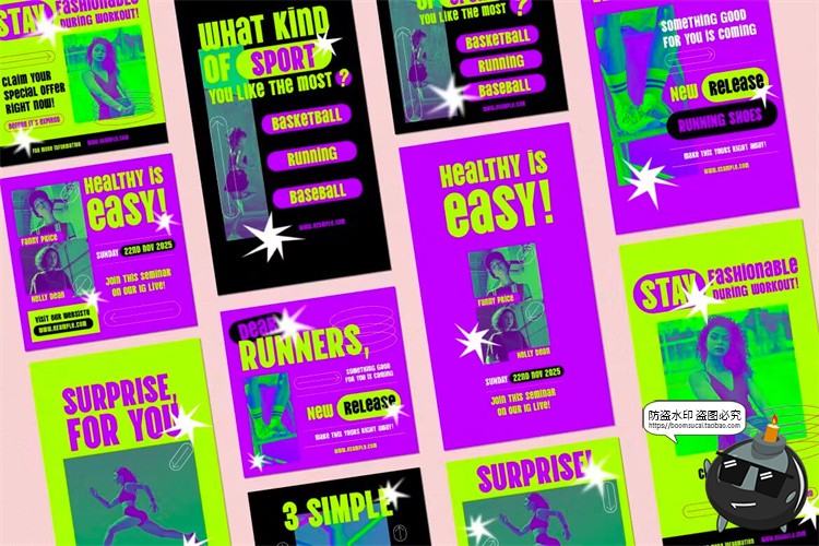 图片[6]-酸性撞色潮牌运动服饰品牌推广图文海报广告排版版AI矢量PSD模板-设计猿