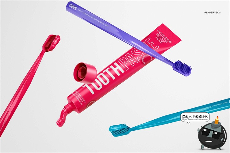图片[9]-牙膏牙刷酒店一次性品牌创意Logo包装智能贴图样机PSD模板PS素材-设计猿