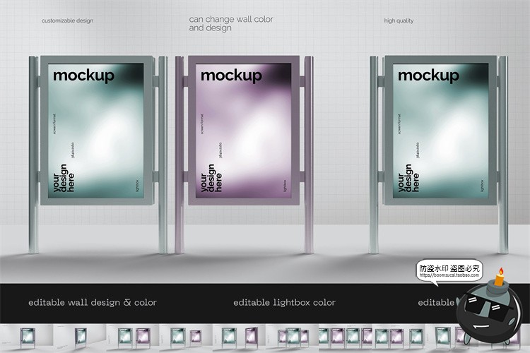 图片[1]-城市街头户外路牌灯箱招牌广告海报贴图效果展示PSD模板样机素材-设计猿