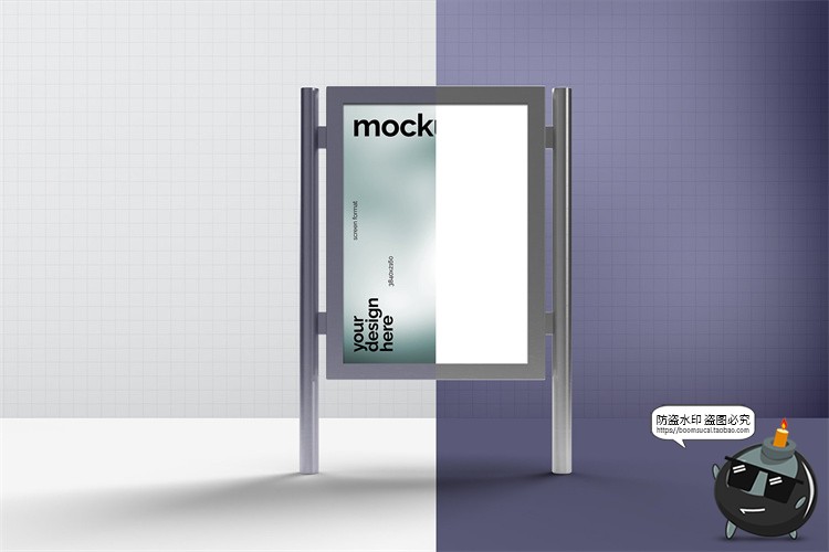 图片[2]-城市街头户外路牌灯箱招牌广告海报贴图效果展示PSD模板样机素材-设计猿