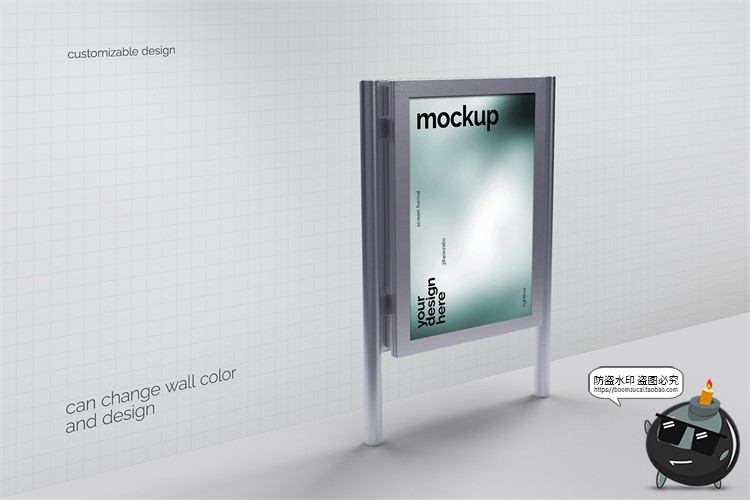 图片[5]-城市街头户外路牌灯箱招牌广告海报贴图效果展示PSD模板样机素材-设计猿