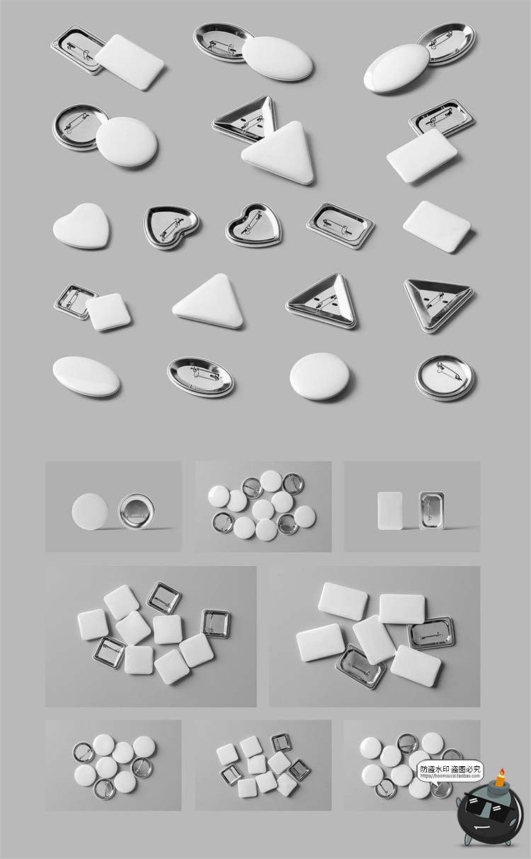图片[3]-徽章胸针胸牌纽扣标志圆形三角形方形胸章贴图样机PSD模板PS素材-设计猿