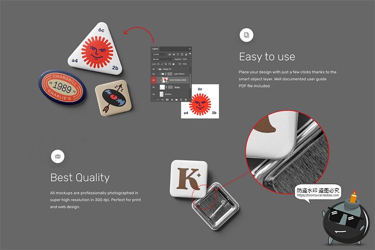 图片[4]-徽章胸针胸牌纽扣标志圆形三角形方形胸章贴图样机PSD模板PS素材-设计猿