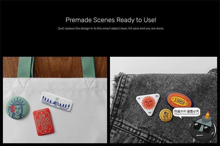 图片[6]-徽章胸针胸牌纽扣标志圆形三角形方形胸章贴图样机PSD模板PS素材-设计猿