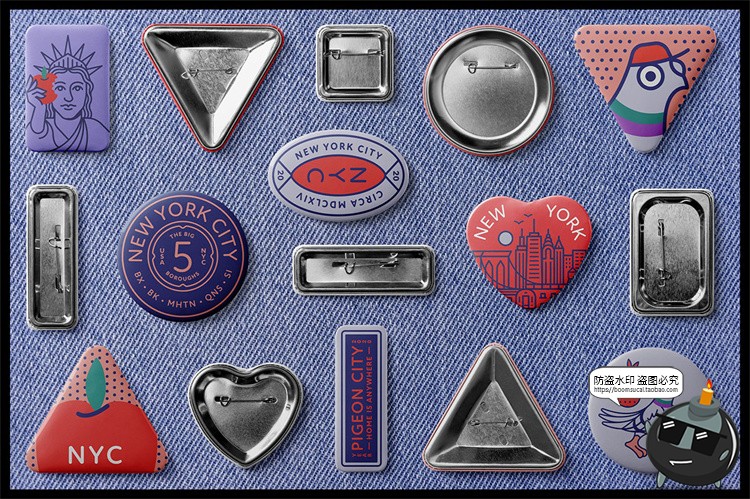 图片[7]-徽章胸针胸牌纽扣标志圆形三角形方形胸章贴图样机PSD模板PS素材-设计猿