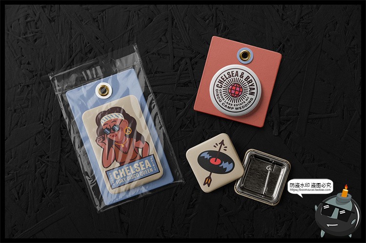 图片[8]-徽章胸针胸牌纽扣标志圆形三角形方形胸章贴图样机PSD模板PS素材-设计猿