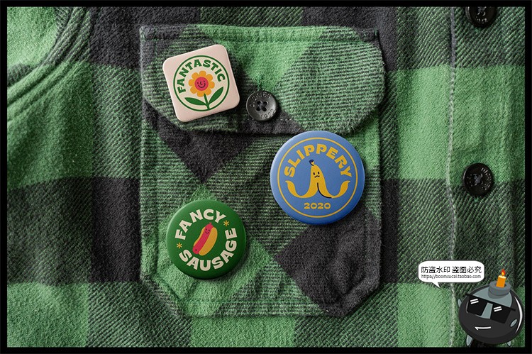 图片[10]-徽章胸针胸牌纽扣标志圆形三角形方形胸章贴图样机PSD模板PS素材-设计猿