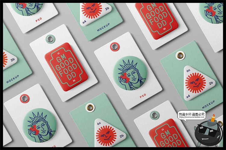 图片[12]-徽章胸针胸牌纽扣标志圆形三角形方形胸章贴图样机PSD模板PS素材-设计猿