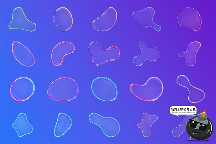 图片[3]-彩虹时尚彩色半透明泡泡水珠艺术气泡主视觉PNG免抠高清图片素材-设计猿