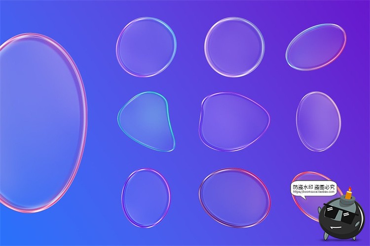 图片[7]-彩虹时尚彩色半透明泡泡水珠艺术气泡主视觉PNG免抠高清图片素材-设计猿