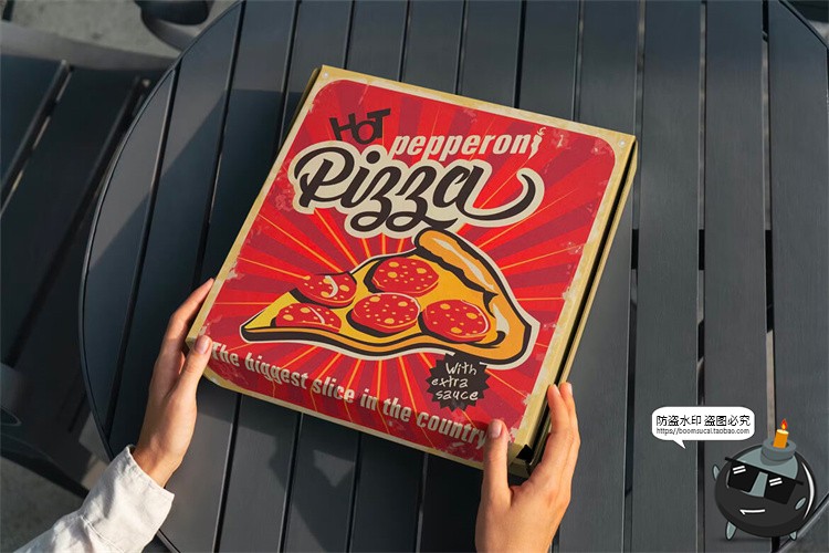 图片[6]-披萨饼类餐饮食品外送外卖打包盒纸盒包装场景样机PSD模板PS素材-设计猿