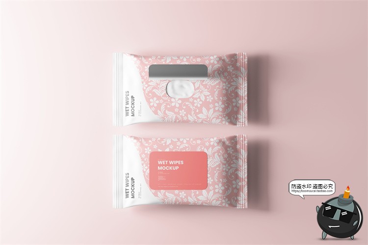 图片[1]-湿巾纸湿厕纸湿纸巾小包随身装产品包装贴图展示PSD模板样机素材-设计猿
