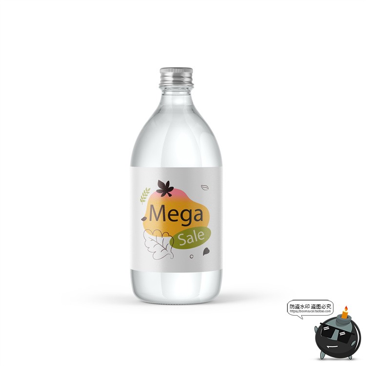 图片[1]-透明玻璃塑料矿泉水饮料果汁瓶子包装效果图展示贴图PSD样机素材-设计猿