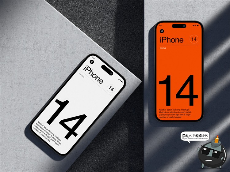 图片[4]-手机样机iPhone14ProMax水泥工业风苹果屏幕贴图模型PSD模板素材-设计猿