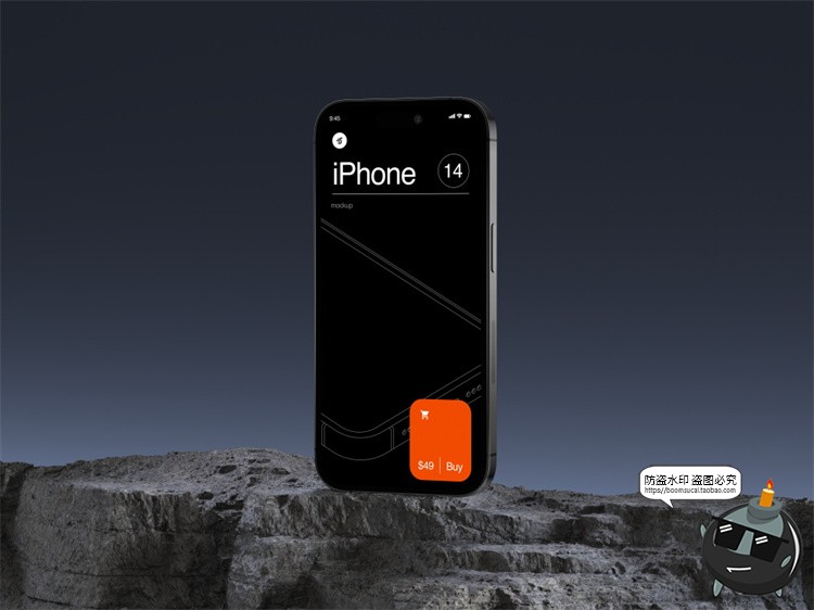 图片[7]-手机样机iPhone14ProMax水泥工业风苹果屏幕贴图模型PSD模板素材-设计猿