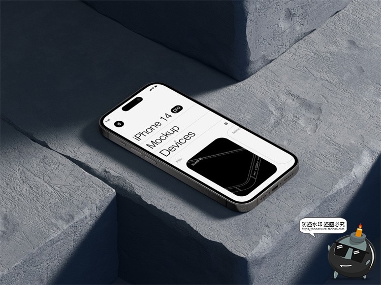 图片[11]-手机样机iPhone14ProMax水泥工业风苹果屏幕贴图模型PSD模板素材-设计猿