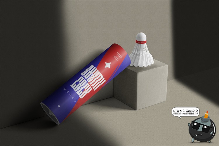 图片[4]-羽毛球筒圆柱纸桶运动品牌包装贴图效果展示样机PSD模板PS素材-设计猿