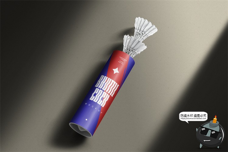 图片[5]-羽毛球筒圆柱纸桶运动品牌包装贴图效果展示样机PSD模板PS素材-设计猿