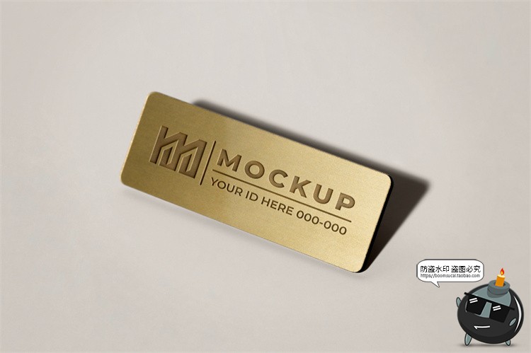 图片[1]-员工工作牌金属名牌铭牌胸牌徽章效果展示PSD模板贴图样机PS素材-设计猿