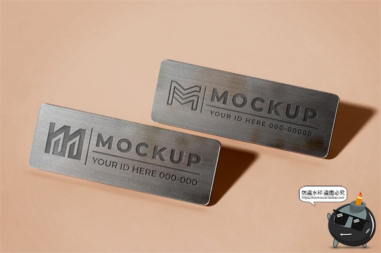 图片[3]-员工工作牌金属名牌铭牌胸牌徽章效果展示PSD模板贴图样机PS素材-设计猿