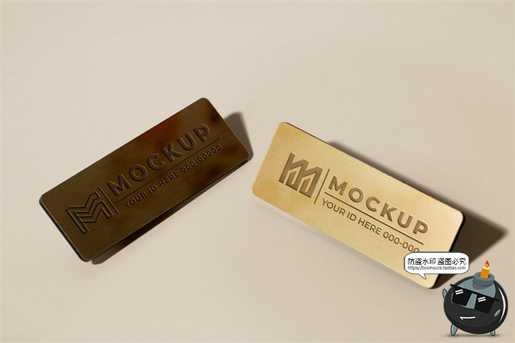 图片[5]-员工工作牌金属名牌铭牌胸牌徽章效果展示PSD模板贴图样机PS素材-设计猿