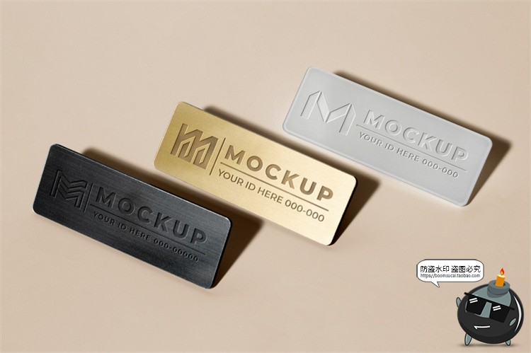 图片[6]-员工工作牌金属名牌铭牌胸牌徽章效果展示PSD模板贴图样机PS素材-设计猿