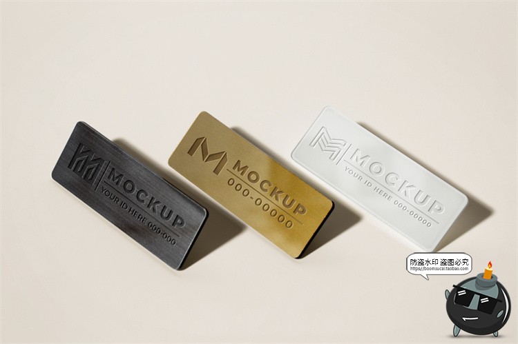 图片[8]-员工工作牌金属名牌铭牌胸牌徽章效果展示PSD模板贴图样机PS素材-设计猿