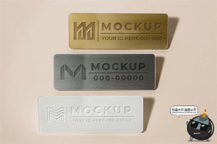 图片[14]-员工工作牌金属名牌铭牌胸牌徽章效果展示PSD模板贴图样机PS素材-设计猿
