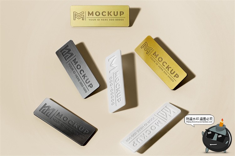图片[18]-员工工作牌金属名牌铭牌胸牌徽章效果展示PSD模板贴图样机PS素材-设计猿