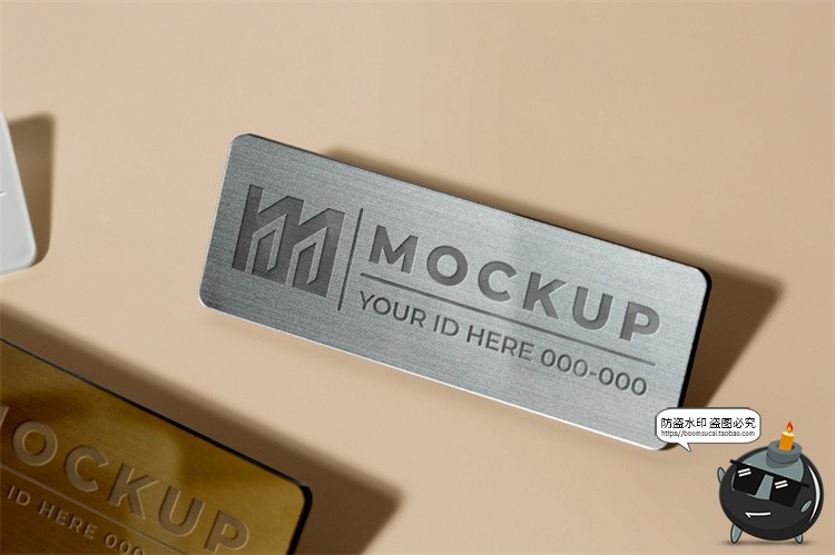 图片[19]-员工工作牌金属名牌铭牌胸牌徽章效果展示PSD模板贴图样机PS素材-设计猿