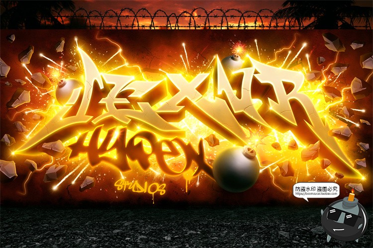图片[6]-街头潮流喷漆涂鸦艺术潮牌logo标题字体特效字样机PSD模板PS素材-设计猿