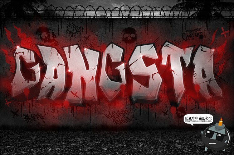 图片[8]-街头潮流喷漆涂鸦艺术潮牌logo标题字体特效字样机PSD模板PS素材-设计猿