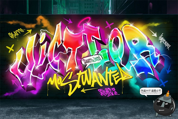 图片[9]-街头潮流喷漆涂鸦艺术潮牌logo标题字体特效字样机PSD模板PS素材-设计猿