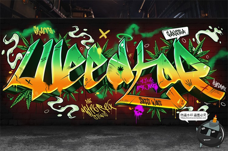 图片[11]-街头潮流喷漆涂鸦艺术潮牌logo标题字体特效字样机PSD模板PS素材-设计猿