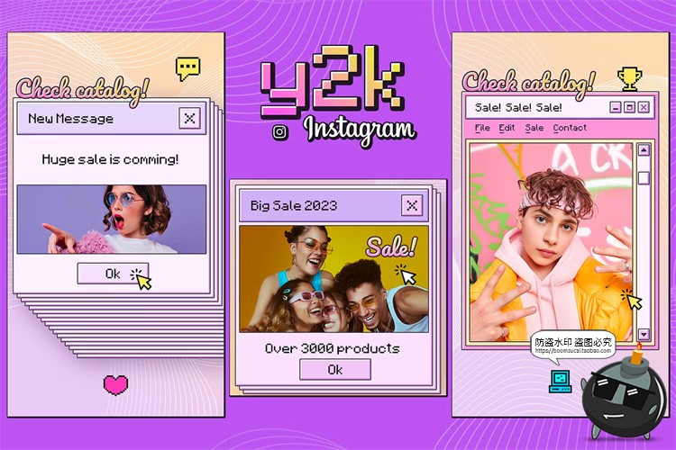 图片[4]-Y2K复古PC电脑系统弹窗窗口像素风广告图文排版版式PSD模板素材-设计猿