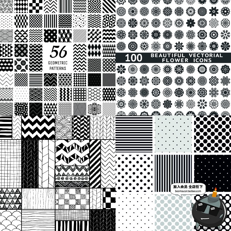 图片[4]-日式和风简约黑白圆点花纹抽象无缝平铺背景图片印刷AI矢量素材-设计猿