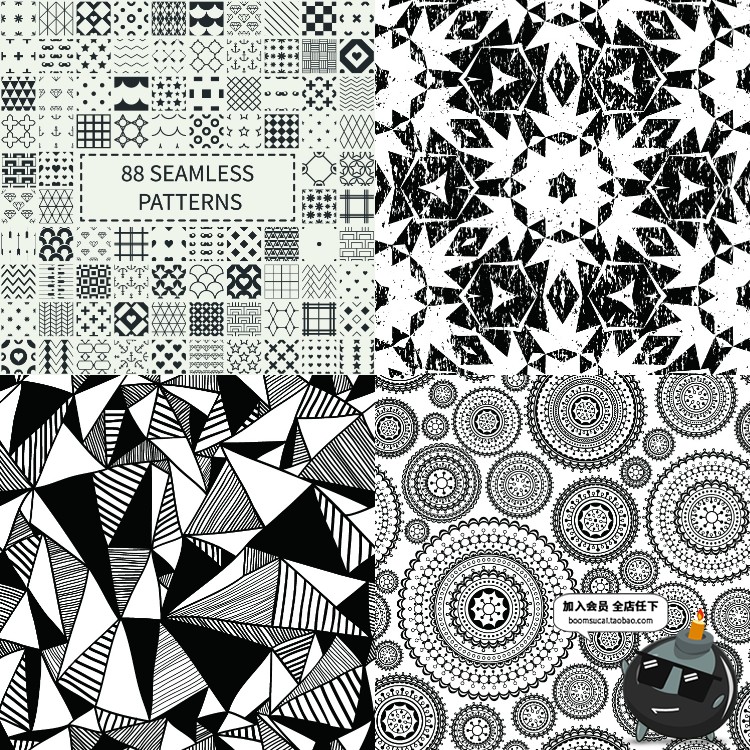 图片[6]-日式和风简约黑白圆点花纹抽象无缝平铺背景图片印刷AI矢量素材-设计猿