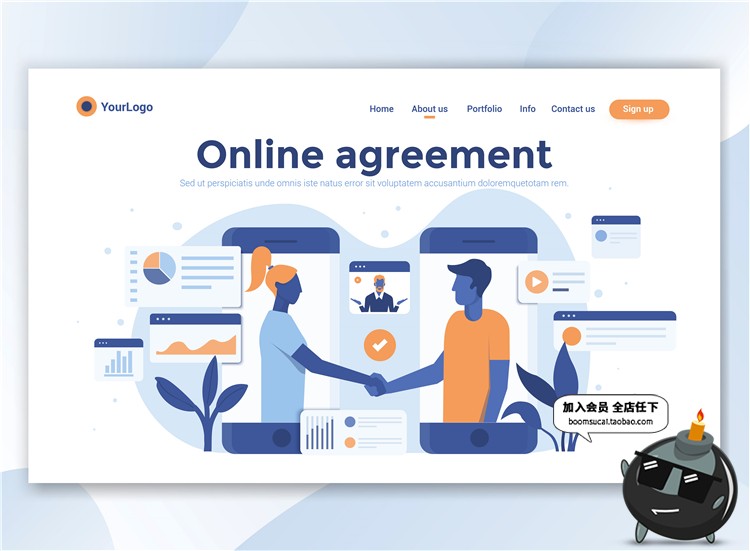 图片[4]-2.5D扁平化商务办公UI网站网页插画banner设计AI矢量PSD分层素材-设计猿