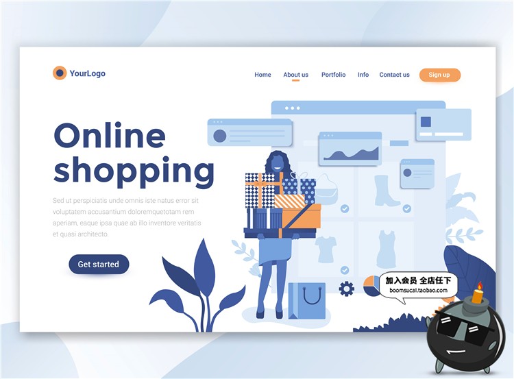 图片[5]-2.5D扁平化商务办公UI网站网页插画banner设计AI矢量PSD分层素材-设计猿