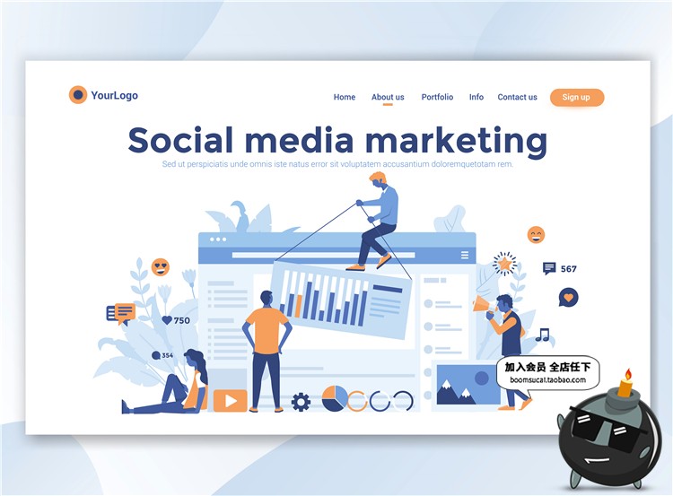 图片[6]-2.5D扁平化商务办公UI网站网页插画banner设计AI矢量PSD分层素材-设计猿