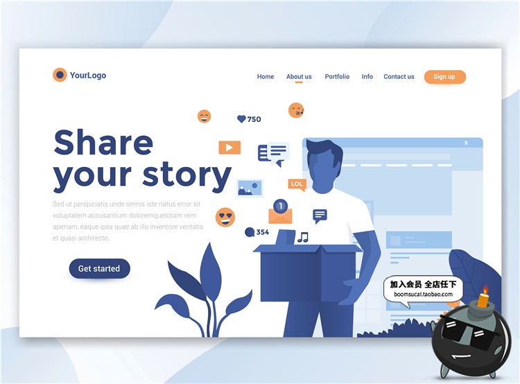 图片[7]-2.5D扁平化商务办公UI网站网页插画banner设计AI矢量PSD分层素材-设计猿