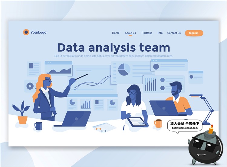 图片[9]-2.5D扁平化商务办公UI网站网页插画banner设计AI矢量PSD分层素材-设计猿