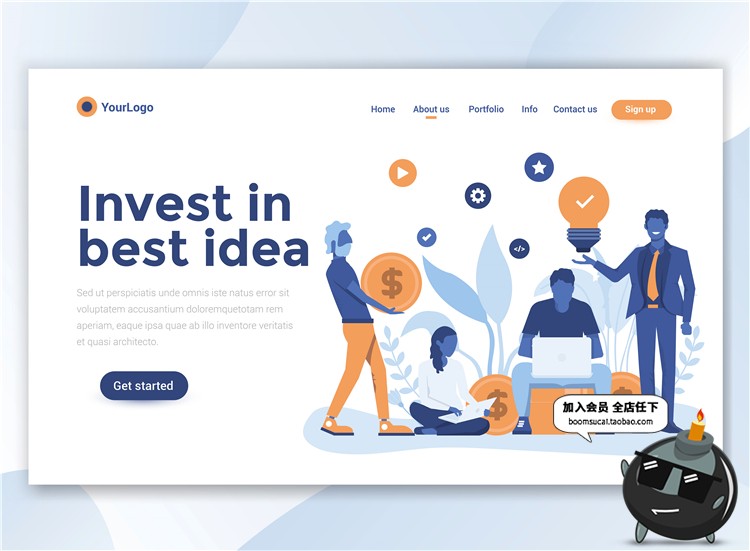 图片[10]-2.5D扁平化商务办公UI网站网页插画banner设计AI矢量PSD分层素材-设计猿