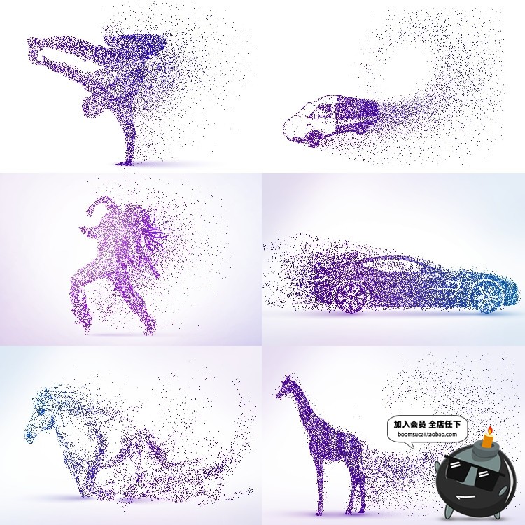 图片[1]-动感运动粒子动物剪影奔跑消逝元素足球摩托街舞武术图案PSD素材-设计猿