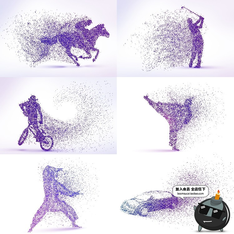 图片[3]-动感运动粒子动物剪影奔跑消逝元素足球摩托街舞武术图案PSD素材-设计猿