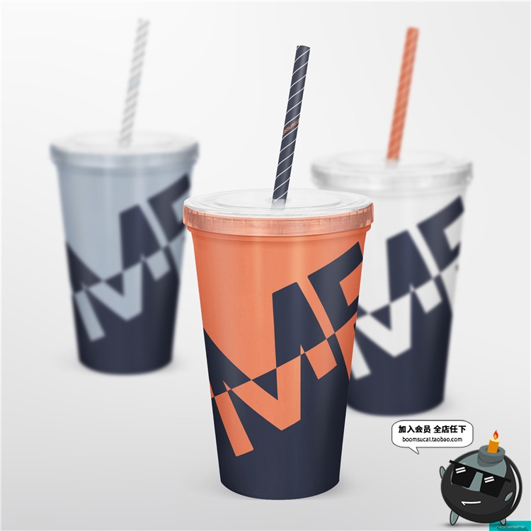 图片[1]-果汁奶茶饮品杯子饮料一次性吸管杯展示效果PSD贴图样机模板素材-设计猿